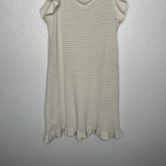 Anthropologie Womens Dress Size L White Sleeveless Knitted Crochet Style Lined - Picture 9 of 16